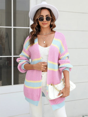 Amalthea Loose Striped Knit Cardigan - SunsetFashionLA